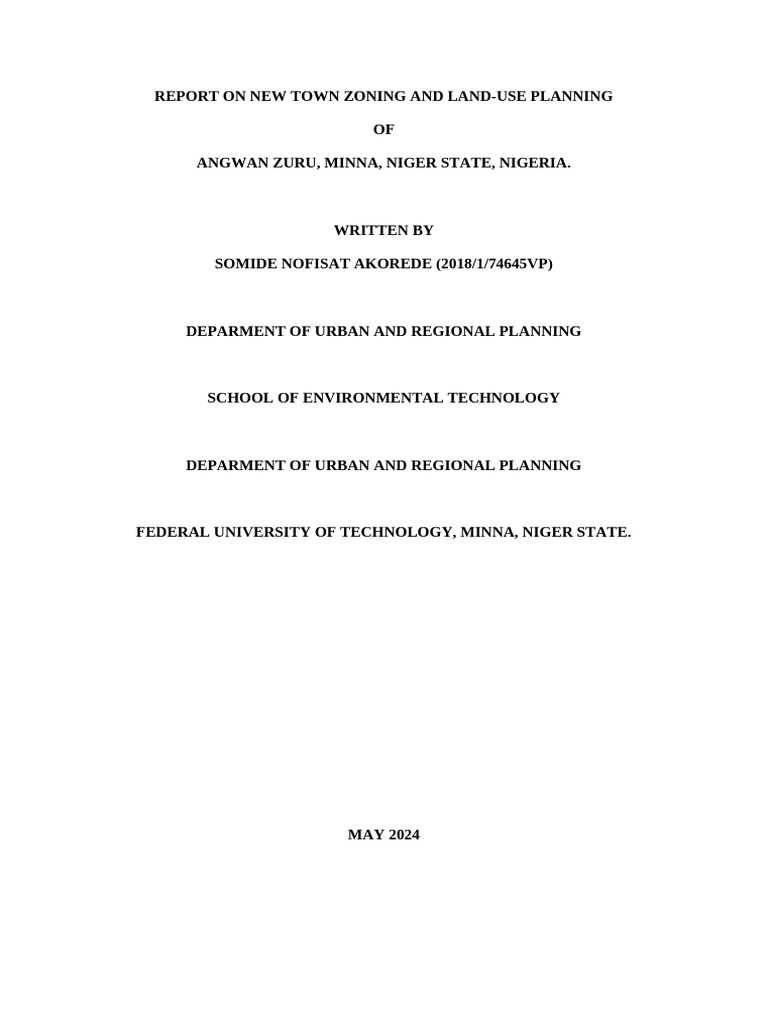 Angwan Zuru Zoning and Land-Use Report | PDF