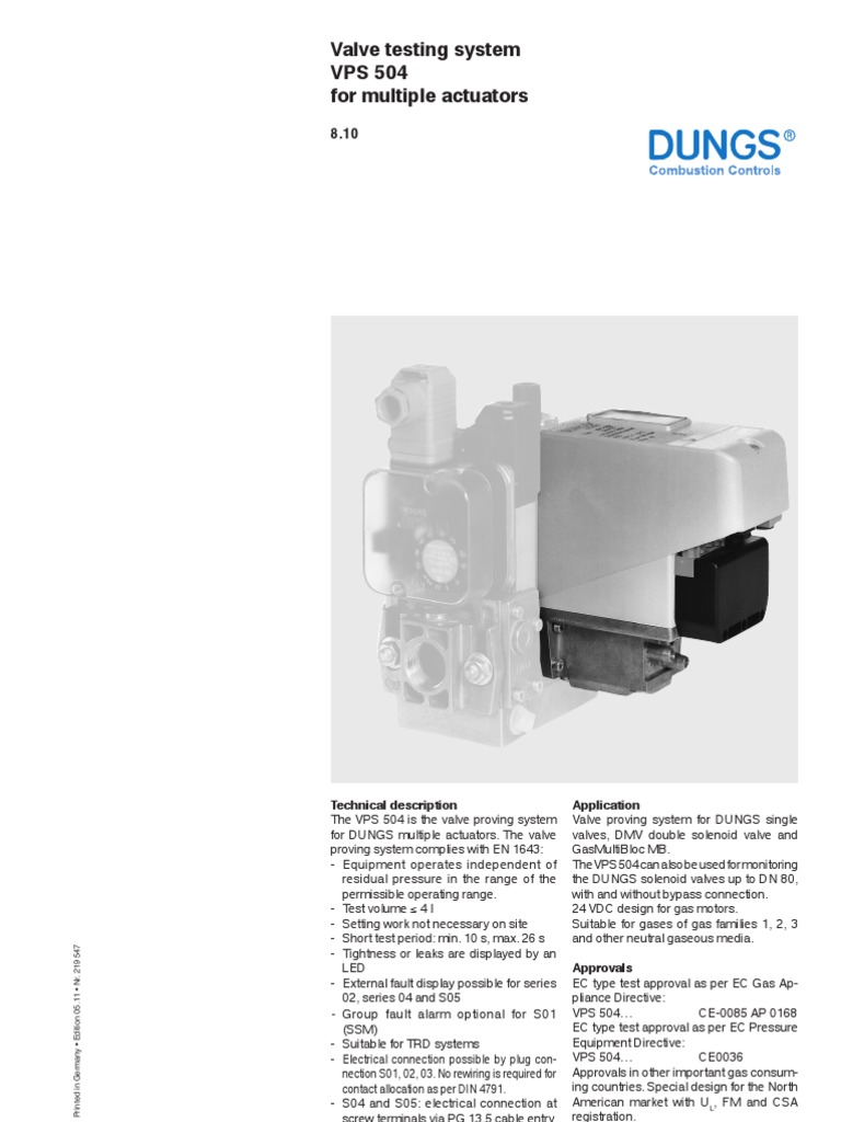 DUNGS VPS 504 Valve Proving System Manual | PDF | Valve | Biogas