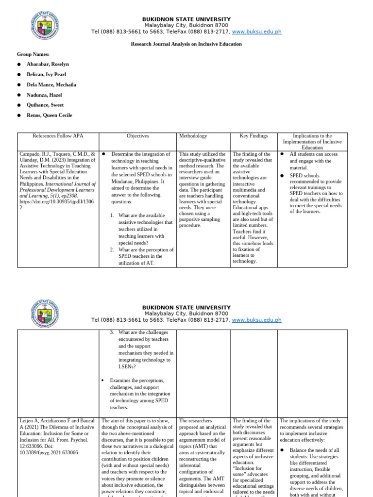 Research Journal Analysis On Inclusive Education | PDF | Inclusion ...