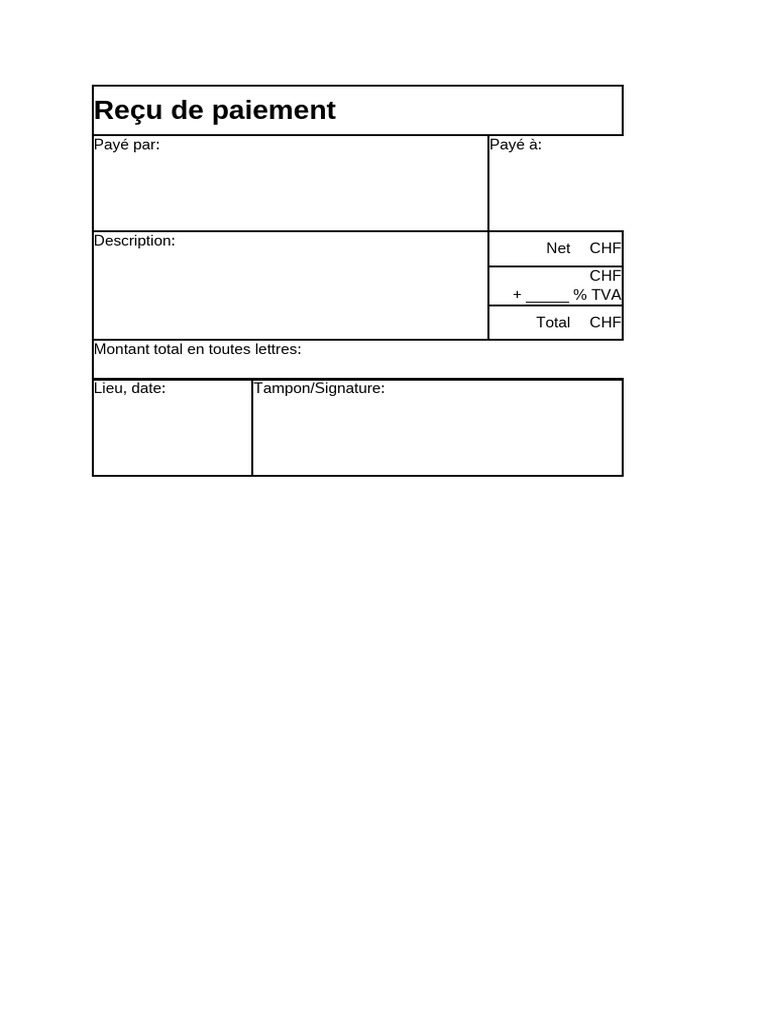 Modèle de reçu de paiement vierge | PDF