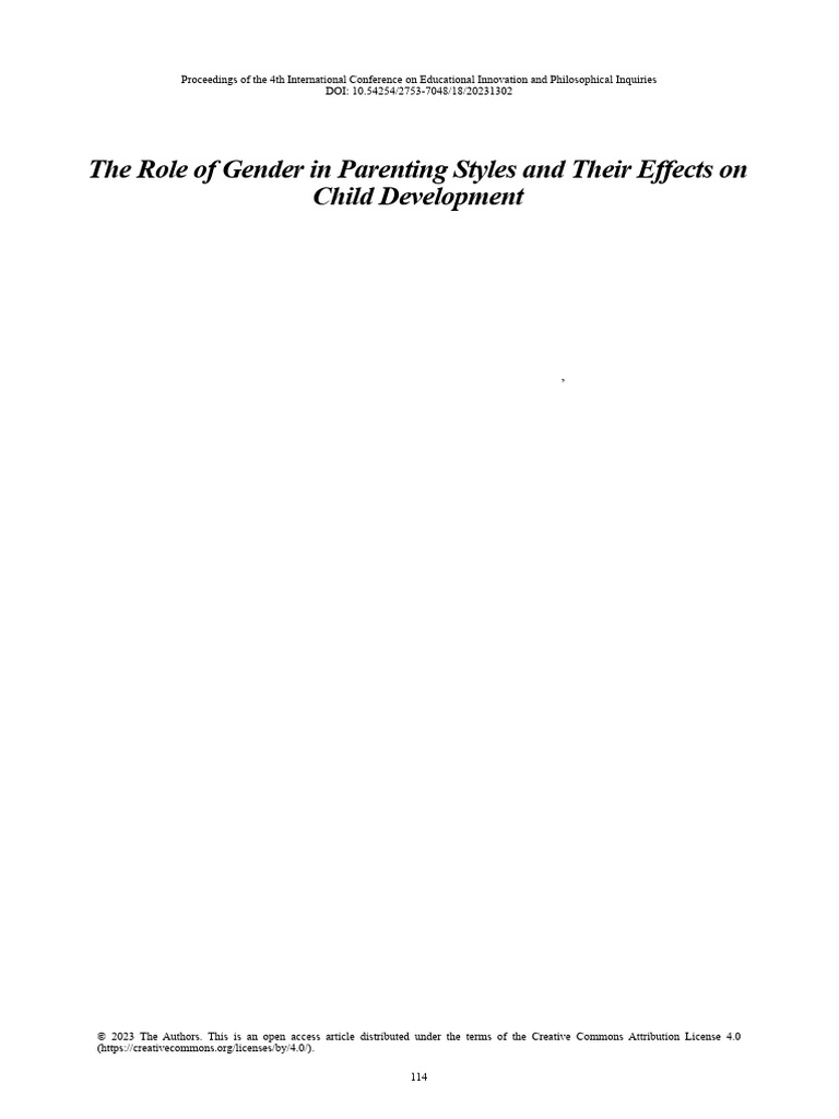 Gender Differences in Parenting Styles | PDF | Parenting | Child ...