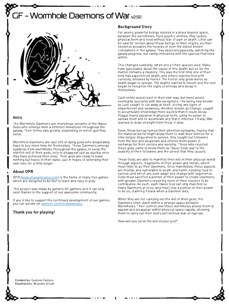 Wormhole Daemons of War Overview | PDF