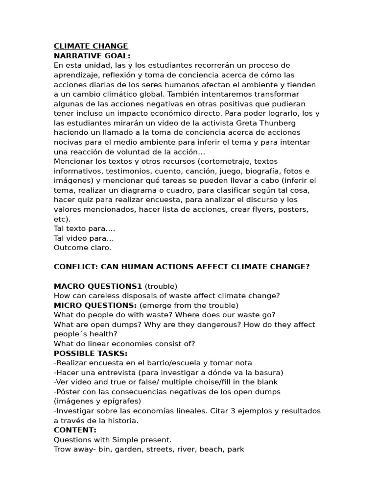 Curso Ciie Pre-Writing Template Climate Change | PDF | Residuos ...