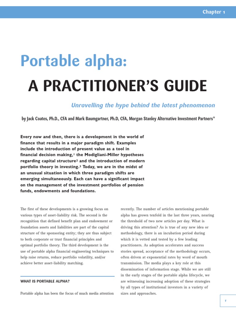 Portable Alpha: A Practitioner’s Guide | PDF | Beta (Finance) | Asset ...