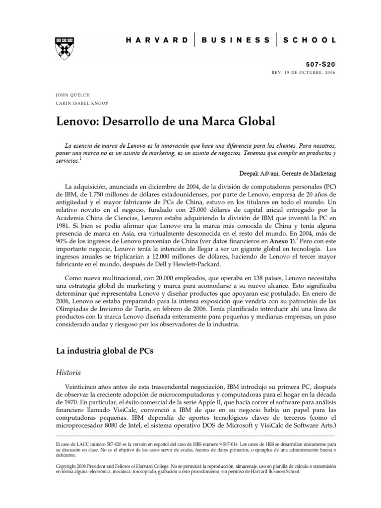 1 Caso Lenovo | PDF | Lenovo | Compatibles con PC Ibm