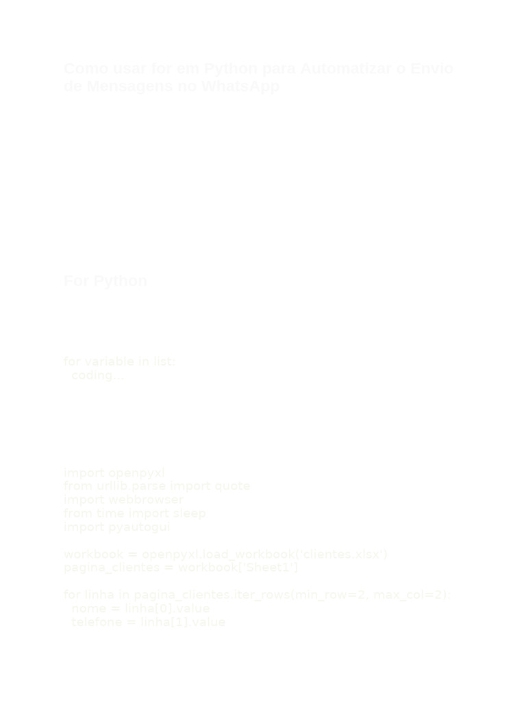 Automatizando WhatsApp com Python For | PDF | Python (linguagem de ...