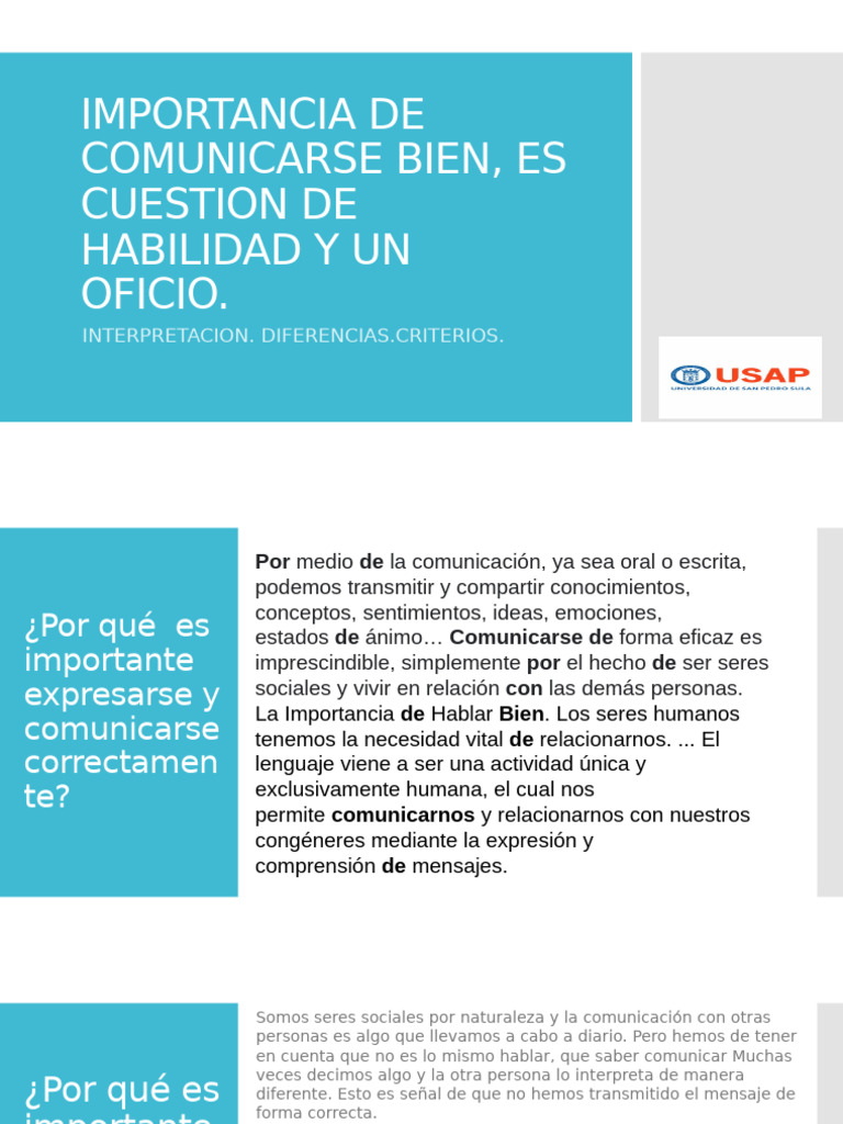 Importancia de Comunicarse Bien Es Cuestion de Habilidad | PDF ...