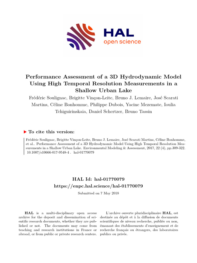 Performance Assessment of A 3D Hydrodynamic Model | PDF | Viscosity | Lake