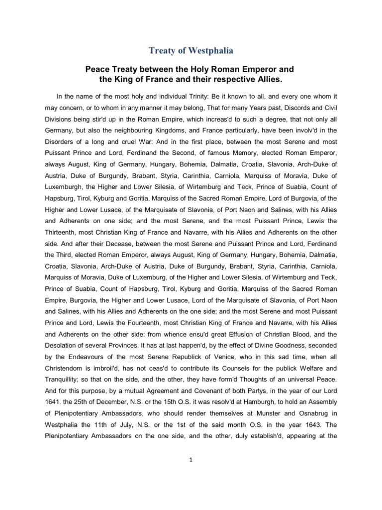 Treaty of Westphalia PDF House Of Habsburg Europe Travel