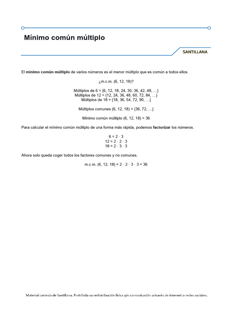 Mínimo Común Múltiplo | PDF