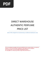 Direct Warehouse Authentic Perfume Price List