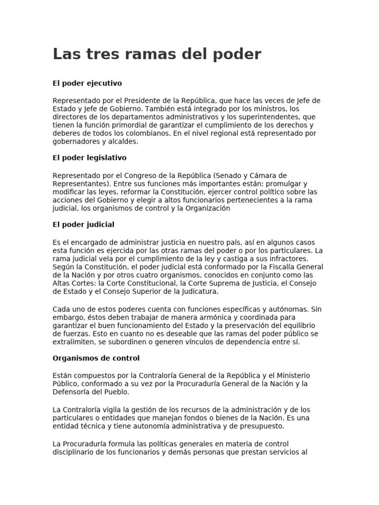 Estructura del Poder en Colombia | PDF | Judicaturas | Ciencias Políticas
