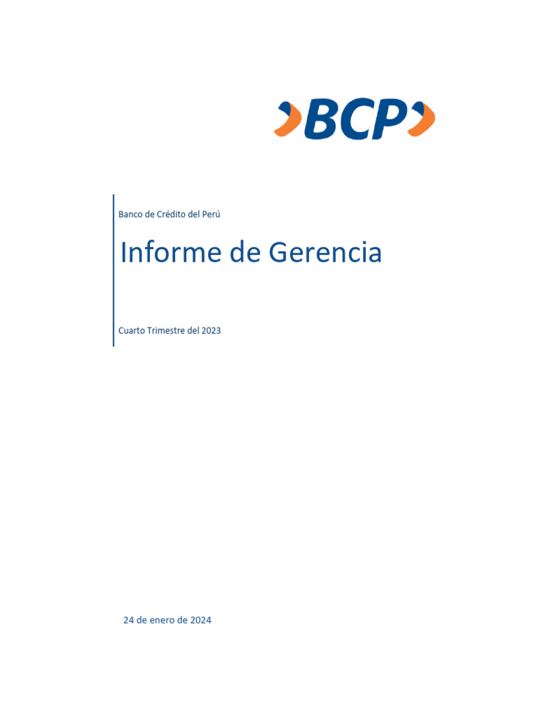 Informe Gerencial BCP 4T 2023 | PDF | Bancos | Sector privado