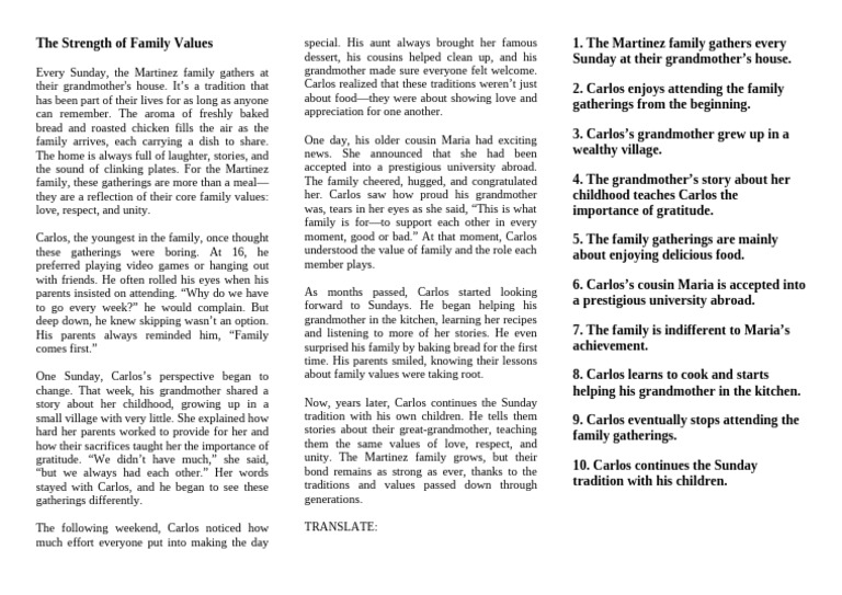 Family Values in Sunday Gatherings | PDF