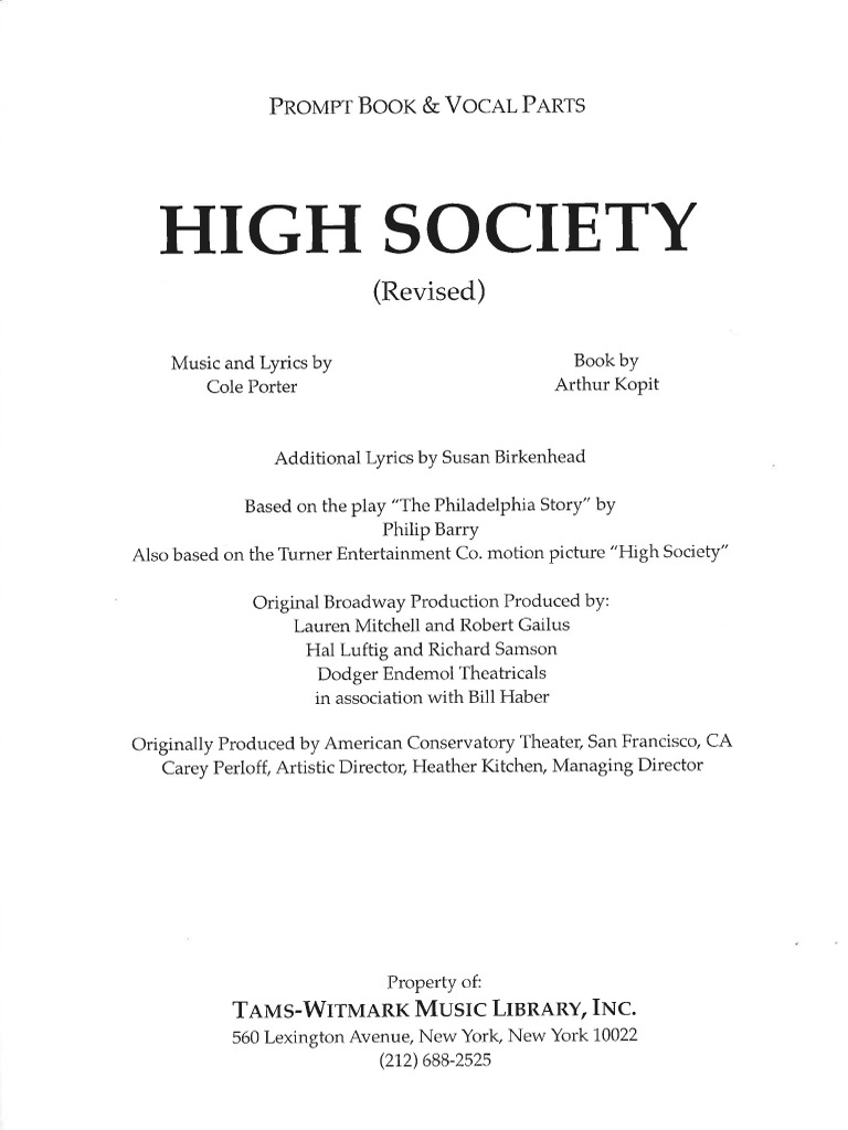 High Society Script | PDF