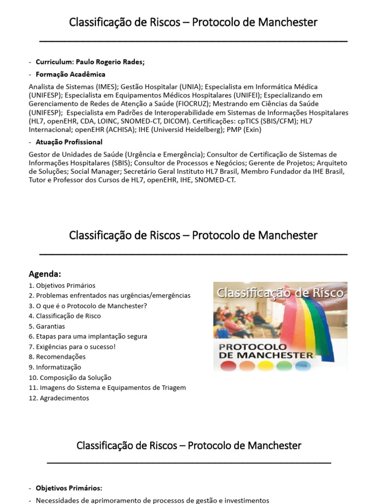 Classificação de Riscos no Protocolo de Manchester | PDF | Enfermagem ...