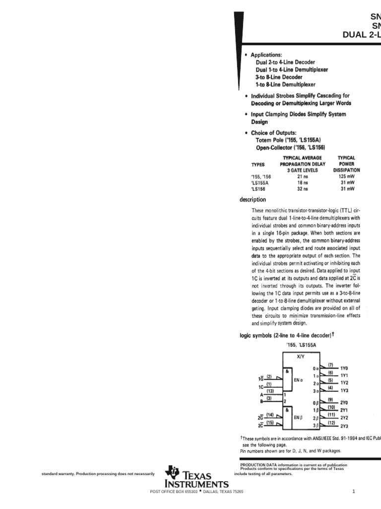 Dual 2-Line to 4-Line Decoders Guide | PDF | License