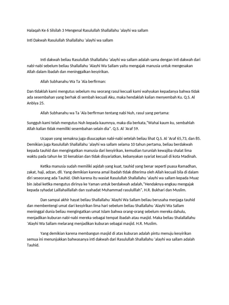 Inti Dakwah Rasulullah: Mengajak Tauhid | PDF
