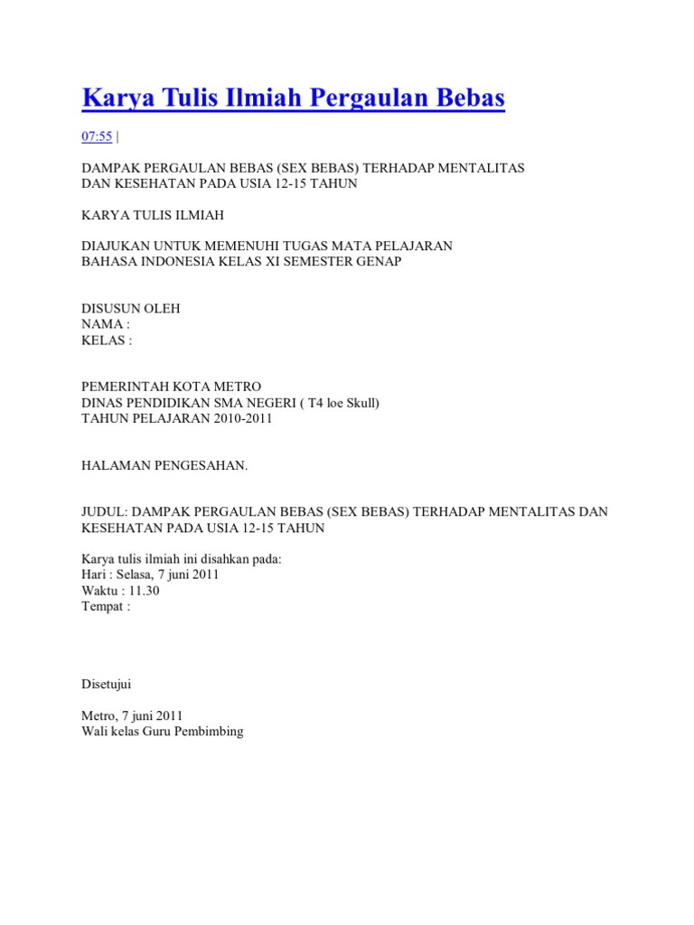 Karya Tulis Ilmiah Pergaulan Bebas