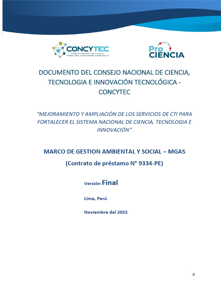MGAS - CONCYTEC II - VF.PE2012022.Track - Changes | PDF | Perú ...