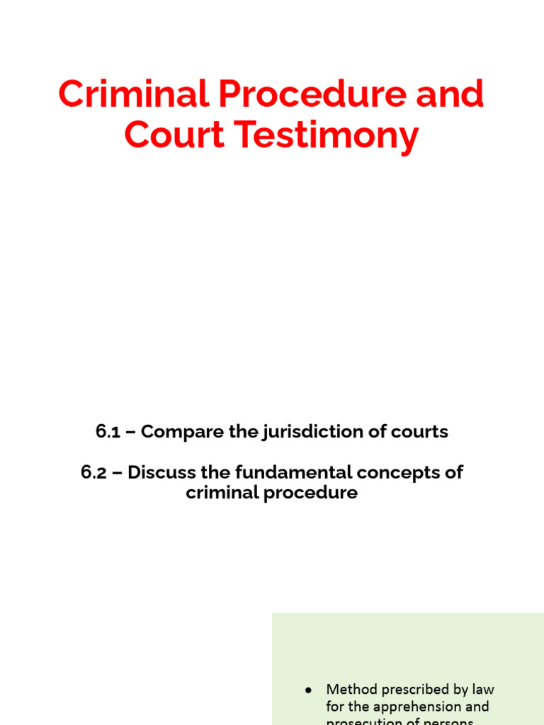 Criminal Procedure 1 Jurisdiction | PDF | Jurisdiction | Crimes