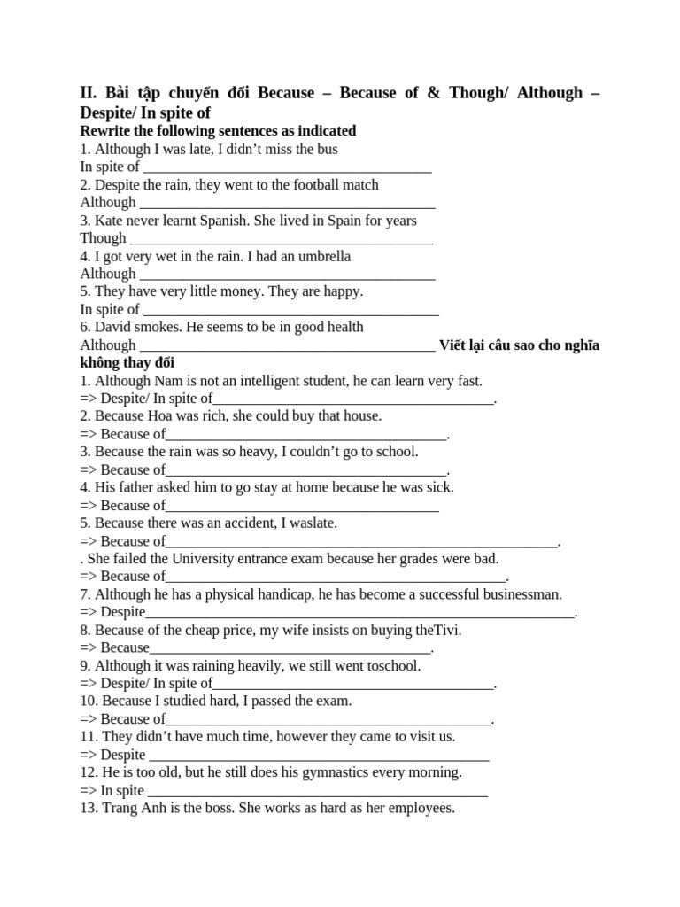 Exercises on Sentence Transformation | PDF