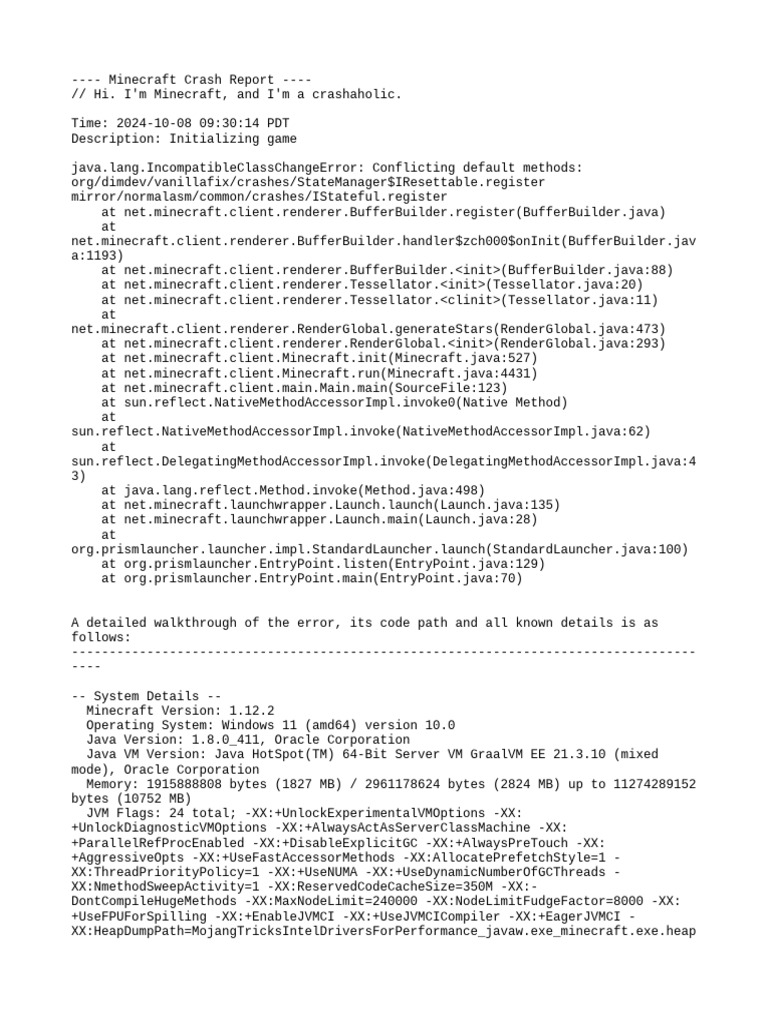 Minecraft 1.12.2 Crash Report Analysis | PDF | Java (Programming ...