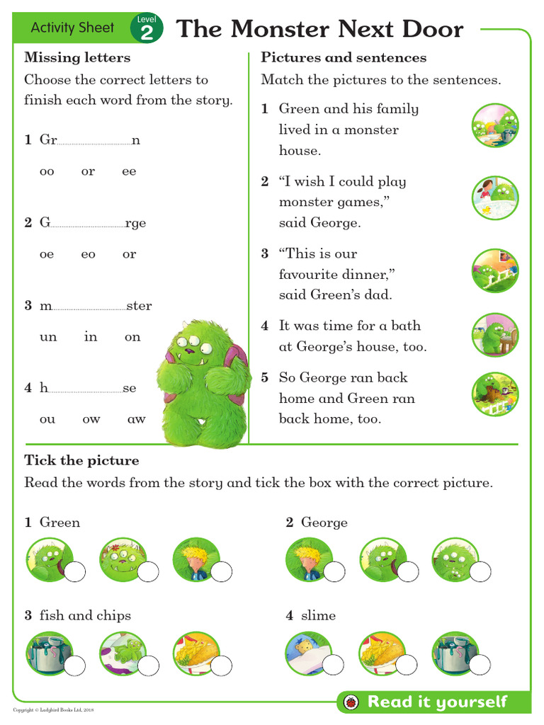 The Monster Next Door Activity Sheet PDF