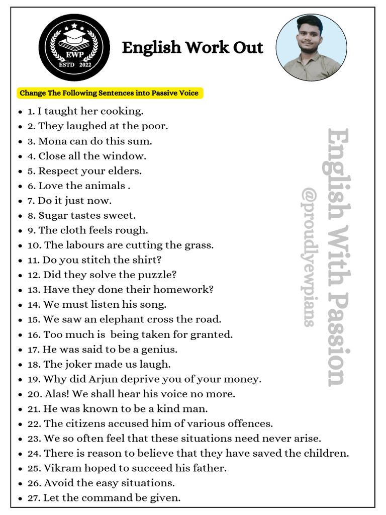 Passive Voice Transformation Exercises | PDF