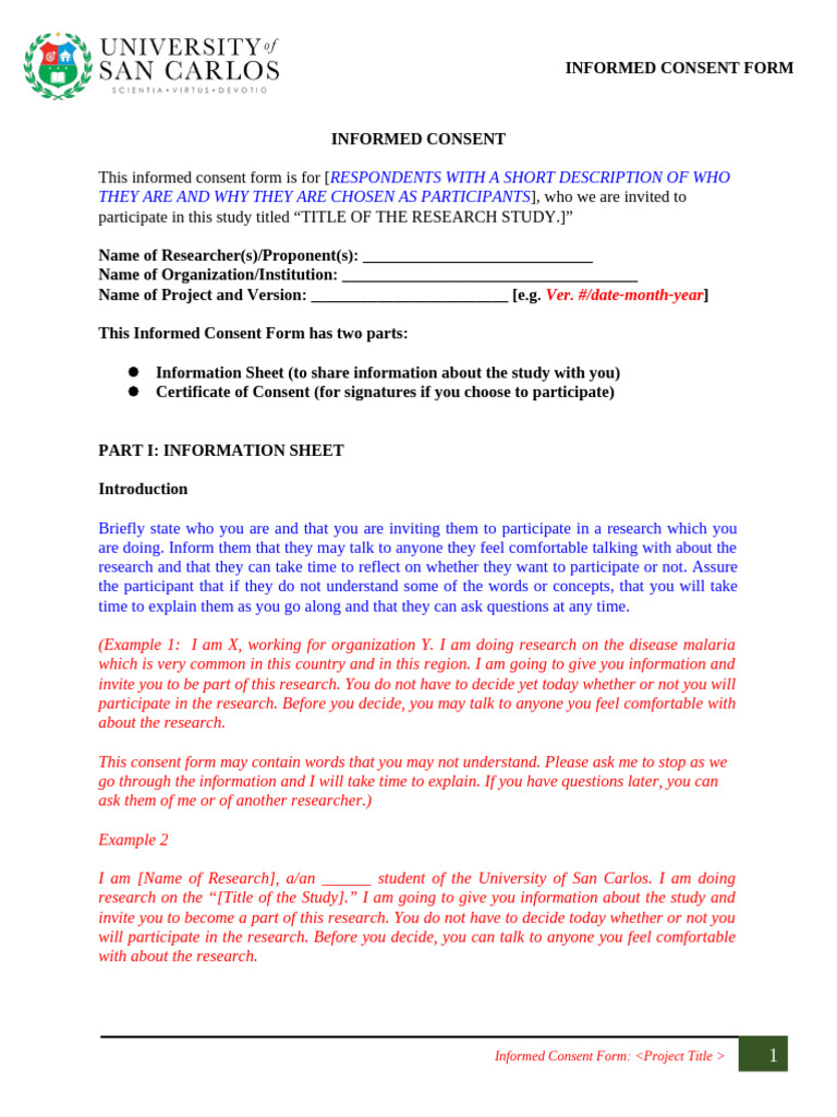 Informed Consent Form USC Template 30 May 2023 (1) | PDF | Focus Group ...