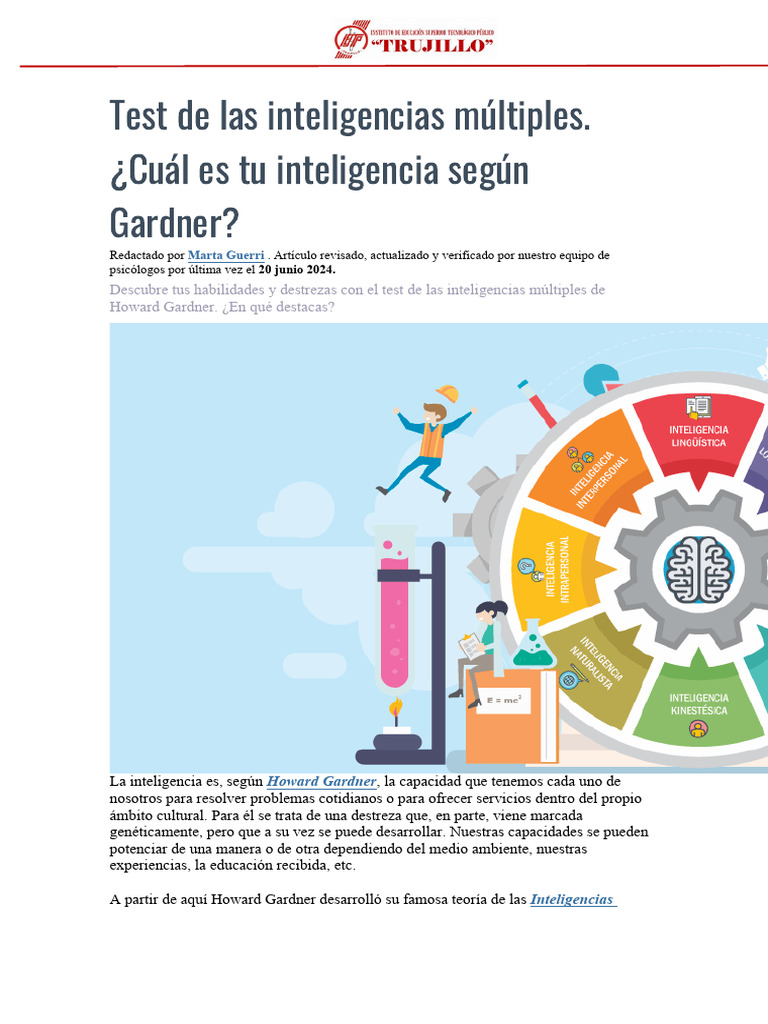 Test de Inteligencias Múltiples de Gardner | PDF | Inteligencia ...