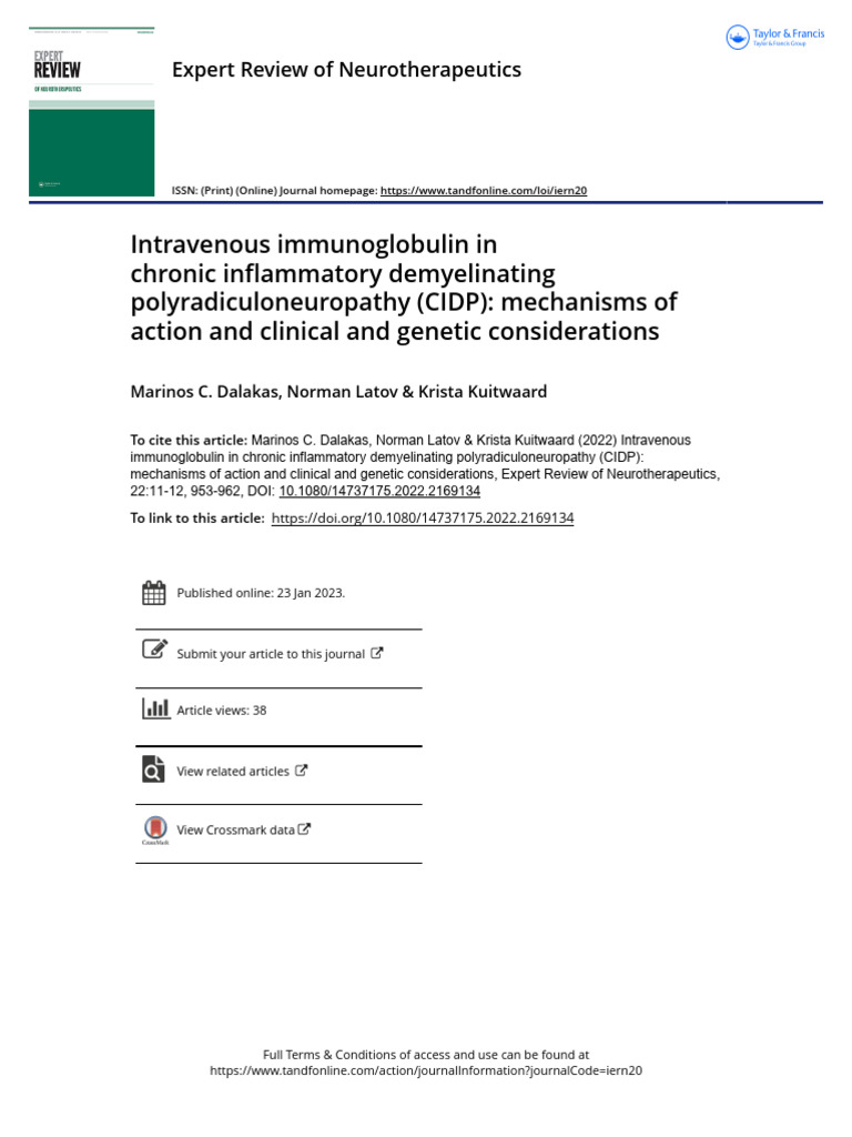 Ivig in Cidp 2022 | PDF | Complement System | Medical Specialties