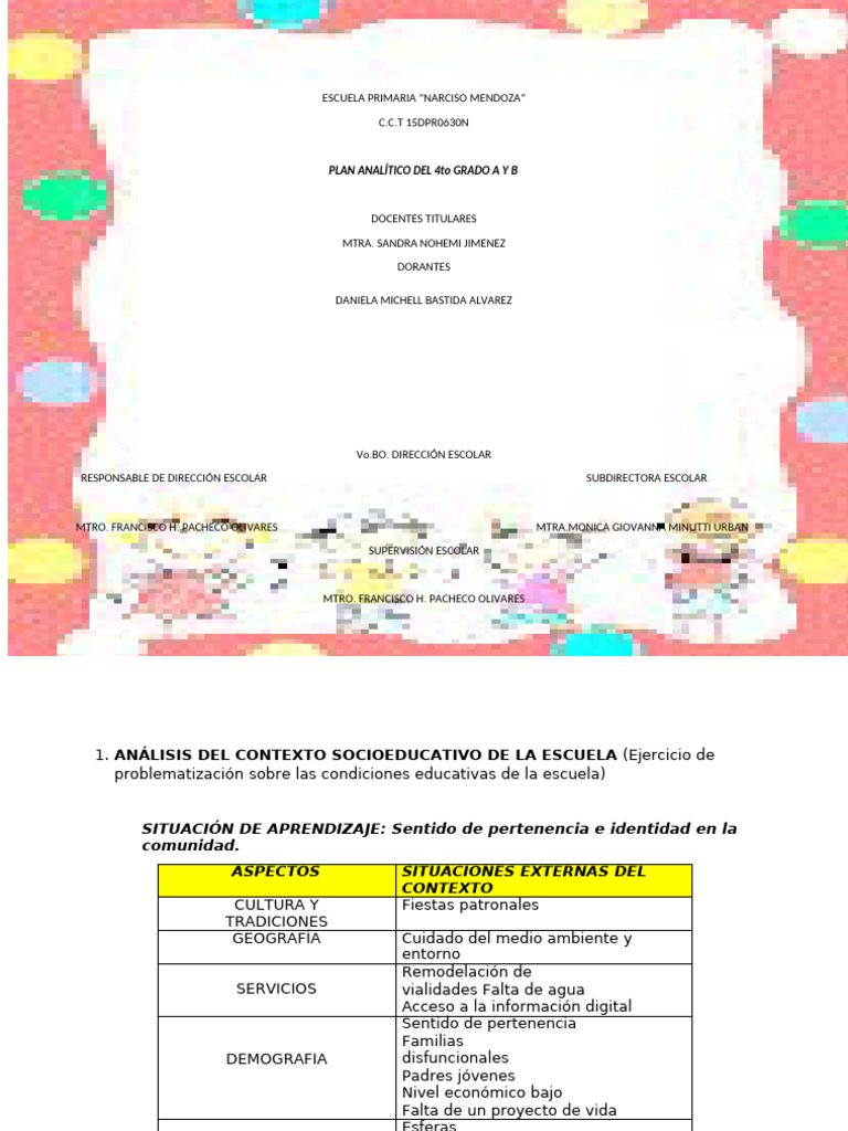 PLAN ANALITICO DE 4 A y 4 B | PDF | Sustentabilidad | Escuelas