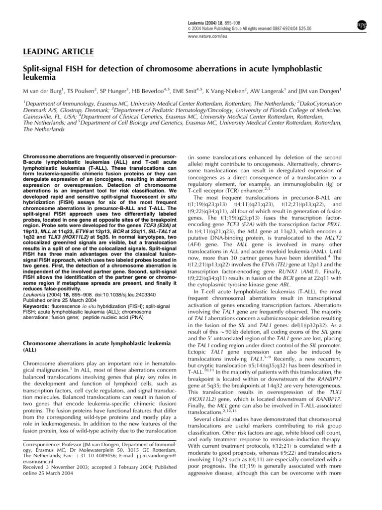 Split-Signal FISH in Acute Leukemia | PDF | Fluorescence In Situ ...