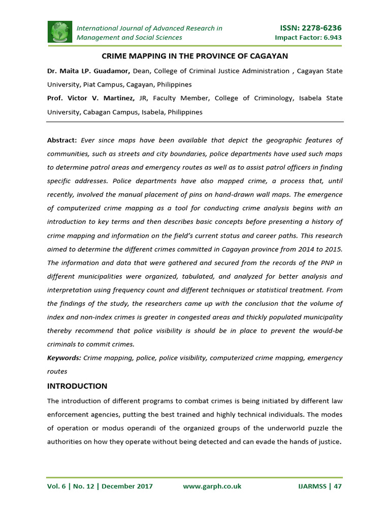 Crime Mapping Analysis in Cagayan Province | PDF | Crimes | Crime ...