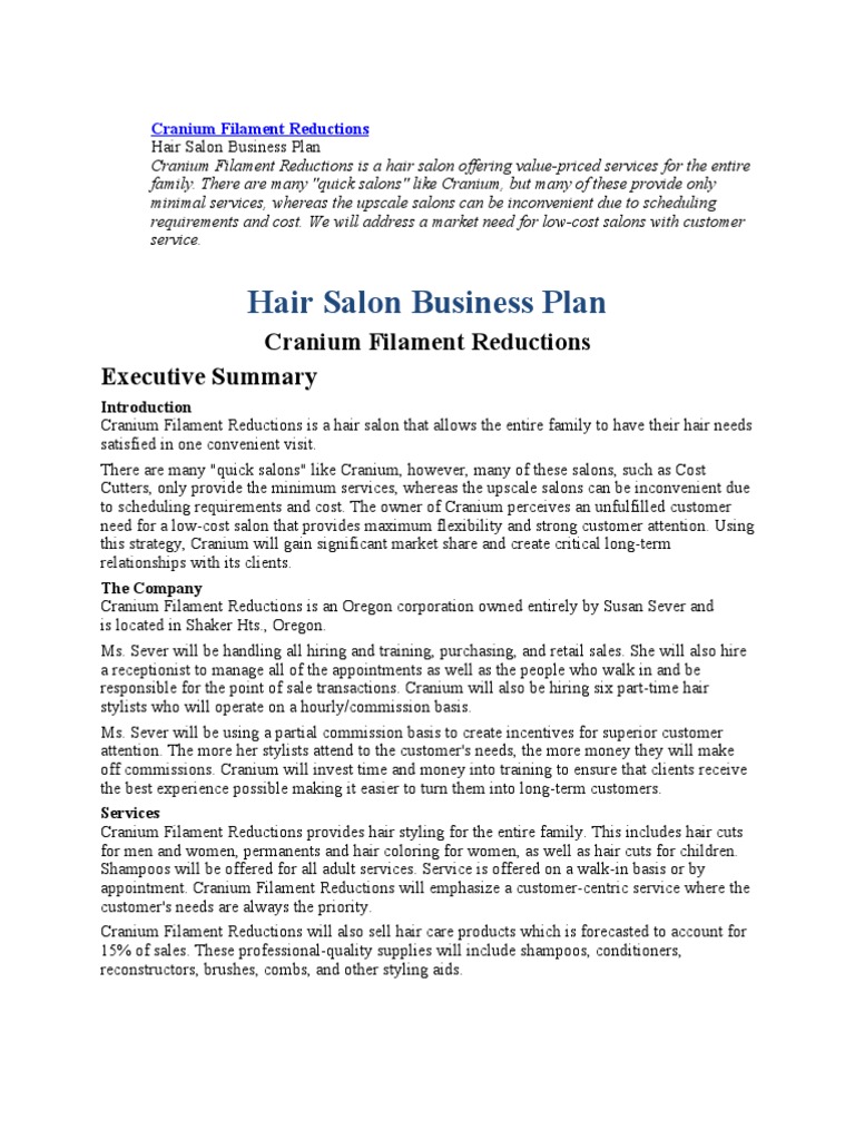 Cranium Filament Reductions Business Plan | PDF | Value Added Tax ...