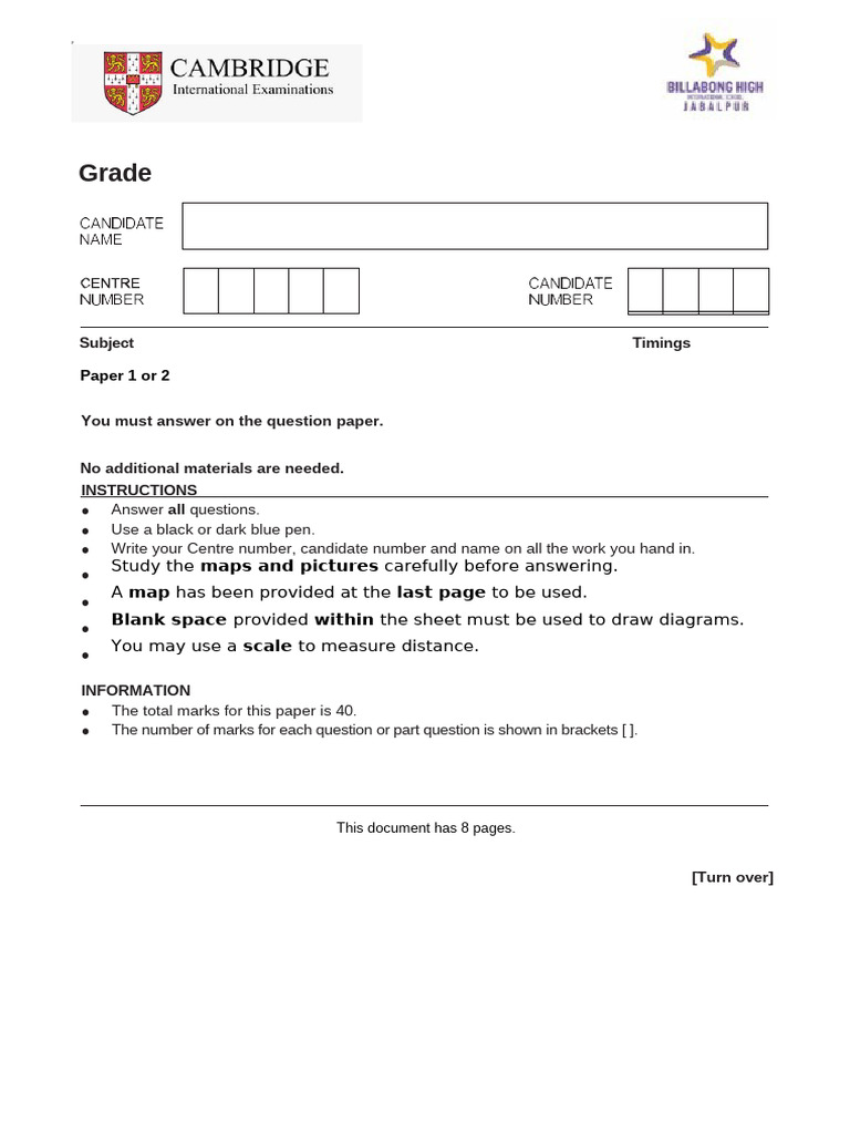 Format For CIE Papers | PDF