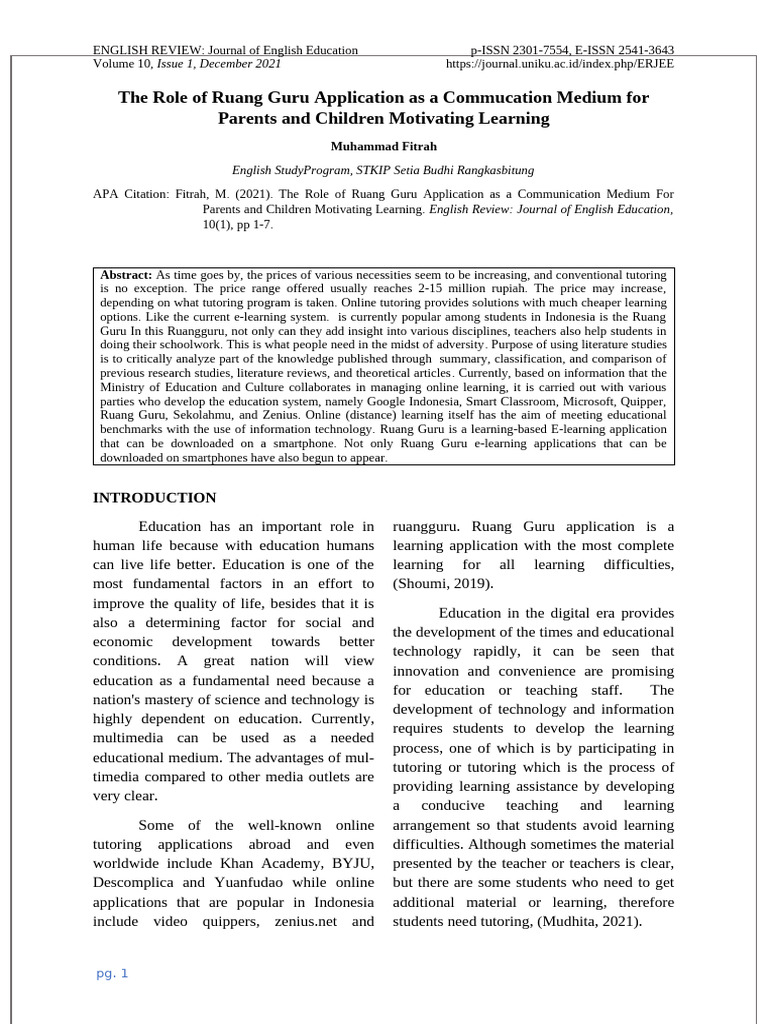 Ruang Guru Application Article | PDF | Learning | Motivation