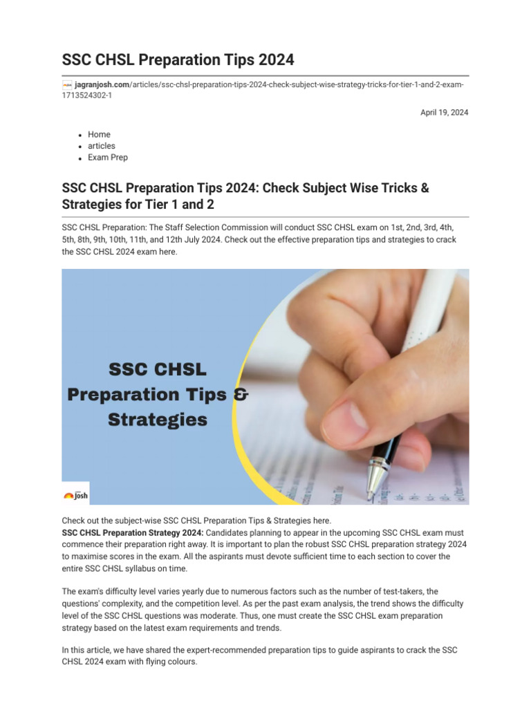 SSC CHSL Preparation Tips 2024 | PDF | Reading Comprehension | Cognition
