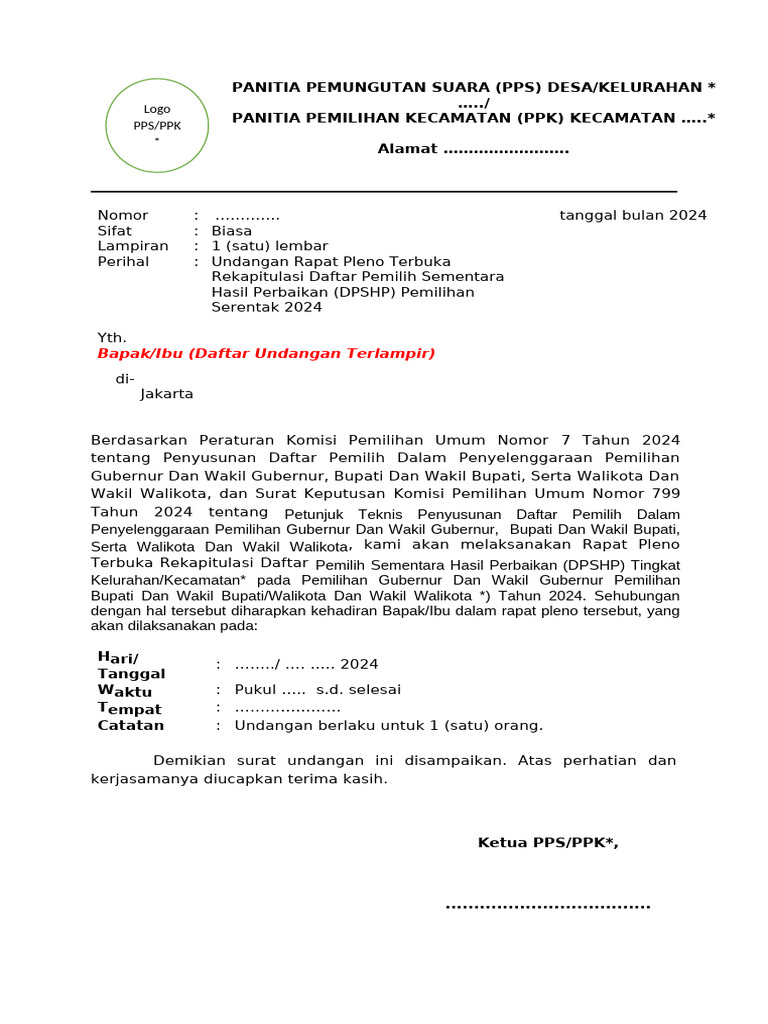 03 Draft Undangan DPSHP PPS - PPK | PDF