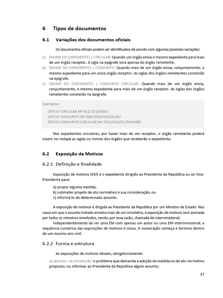 Tipos e Estruturas de Documentos Oficiais | PDF