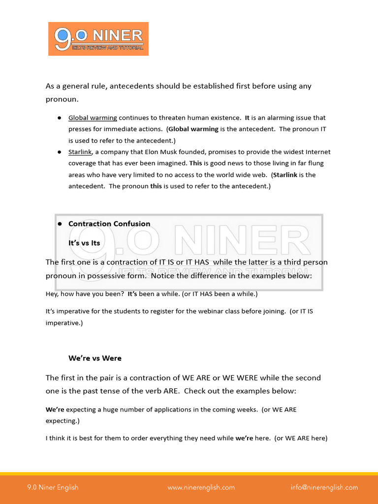 It Global Warming: Contraction Confusion It's Vs Its | PDF | Pronoun ...