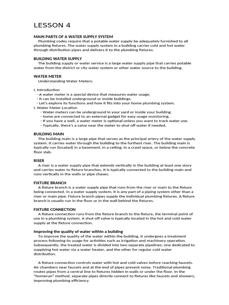 Main Components of Water Supply Systems | PDF | Plumbing | Pipe (Fluid ...