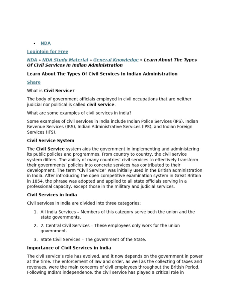 Civil Services in Indian Administration | PDF | Civil Service ...