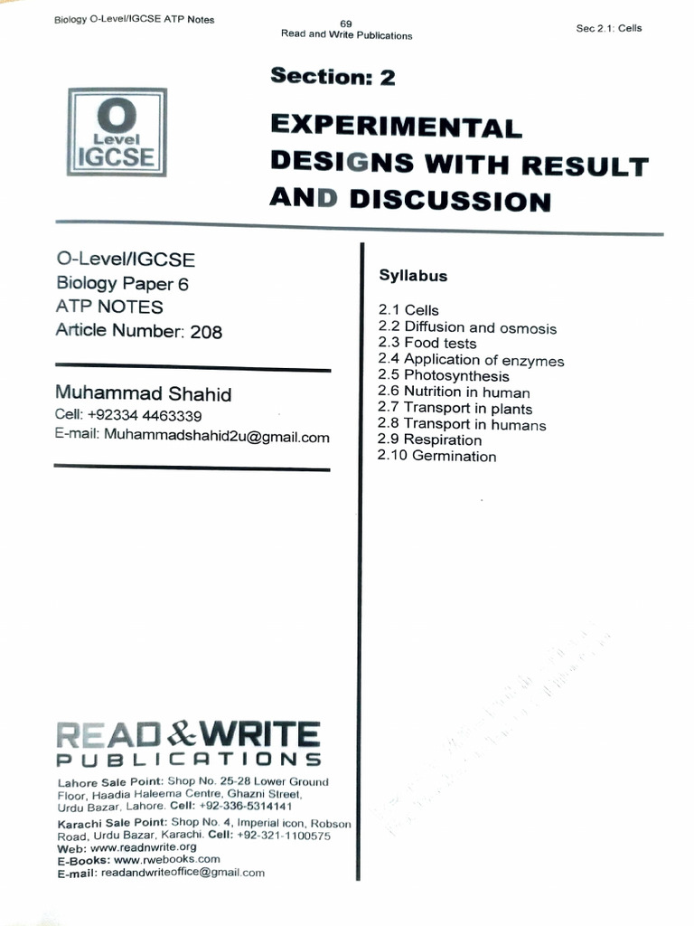 O-Level Biology ATP Notes Summary | PDF | Photosynthesis | Catalase