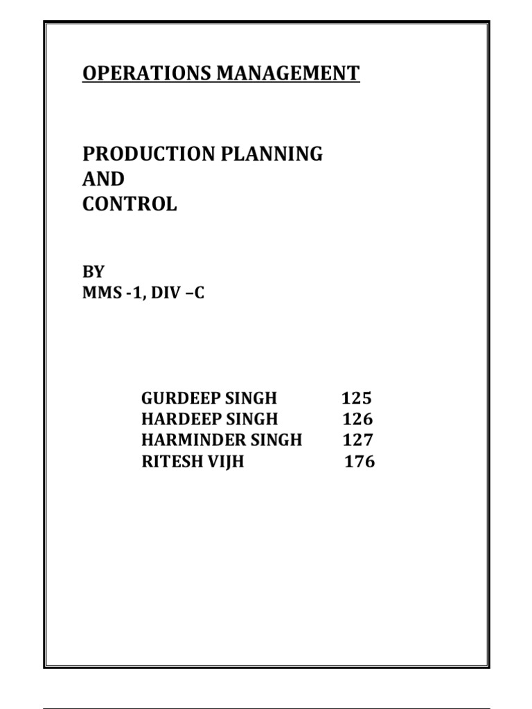 Steps in Production Planning Process | PDF | Scheduling (Production ...
