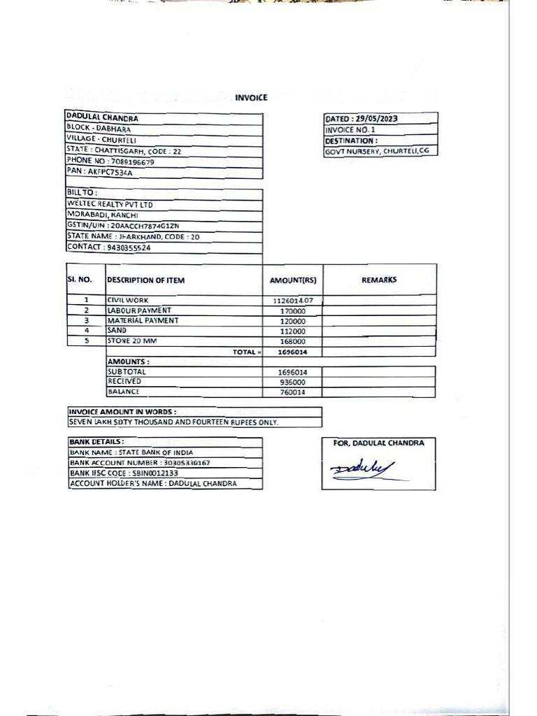 Vendor - DADULAL CHANDRA BILL | PDF