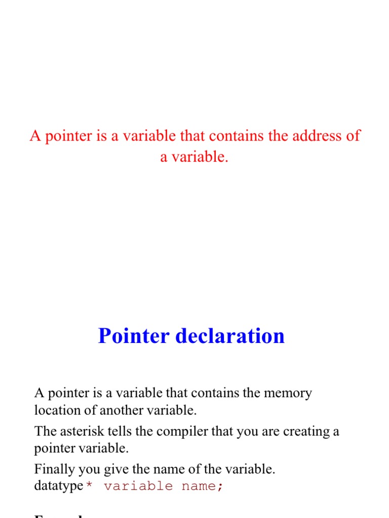 Pointers in C Presentation | PDF | Pointer (Computer Programming ...