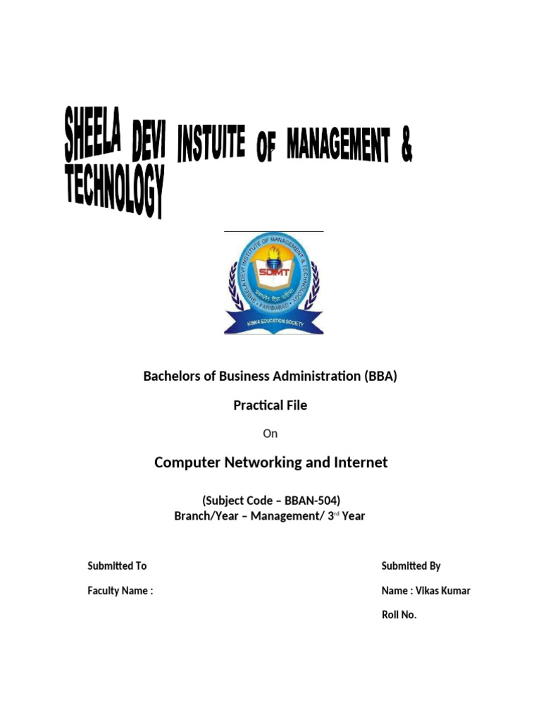 BBA Practical File: Networking & MS Word | PDF