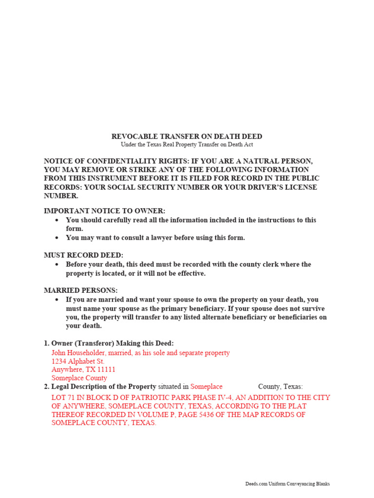 TDD Example | PDF | Deed | Natural Resources Law